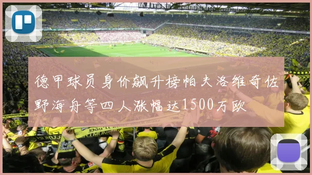 德甲球员身价飙升榜帕夫洛维奇佐野海舟等四人涨幅达1500万欧